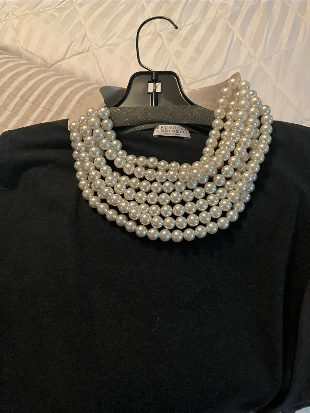 Multi-Strand White Pearl Statement Necklace